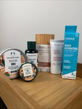 The Body Shop Shea Set, Raw Sugar Deo, Clarins & Masque Bar